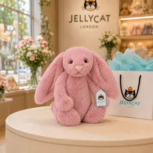 100% Authentic Jellycat Bashful Bunny Plush 40cm with Original Tag & Gift Bag, Genuine Soft Plain Rabbit Stuffed Animal, Large Floppy Ear Bunny Baby Birthday Gift