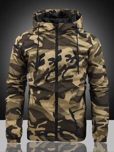 men's camo print drawstring zip up hooded jacket, camo pattern long sleeve waterproof windproof outerwear outdoor jacket for outdoor daily wear, men's clothing, fall clothes, fashion windbreaker, jackets for men, men's clothing for fall