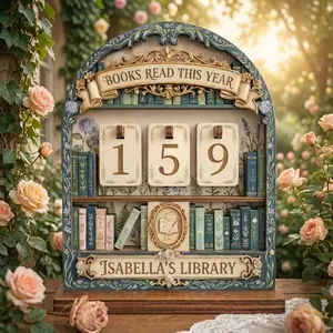 Vintage Book Read Tracker, Personalized Books Read Counter – Vintage Wooden Reading Tracker & Goal Setting Display – Custom Book Lover Gift, Librarian Present, & Aesthetic Library Decor