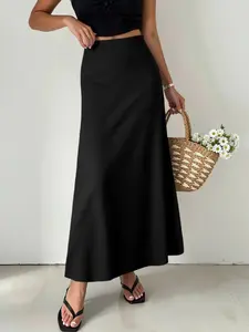 Elegant High-Waisted Long Skirt, Comfortable Draped Fabric, Slim-Fitting Design, Perfect for All Seasons, Street Style Half-Skirt, Womenswear, Piece, Lady