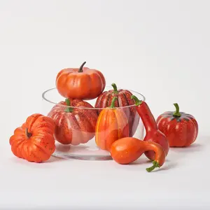 Rust Orange Pumpkin & Gourd Thanksgiving Fall Harvest Home Decor - Set of 8