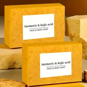 Turmeric Soap Bar,Lemon Turmeric Kojic Soap,Honey Glow Lemon Turmeric Soap Bar,Natural Tumeric Handmade Soap for Face & Body,Gentle Moisturizing (1pcs) Cleanser Skin Repair saver