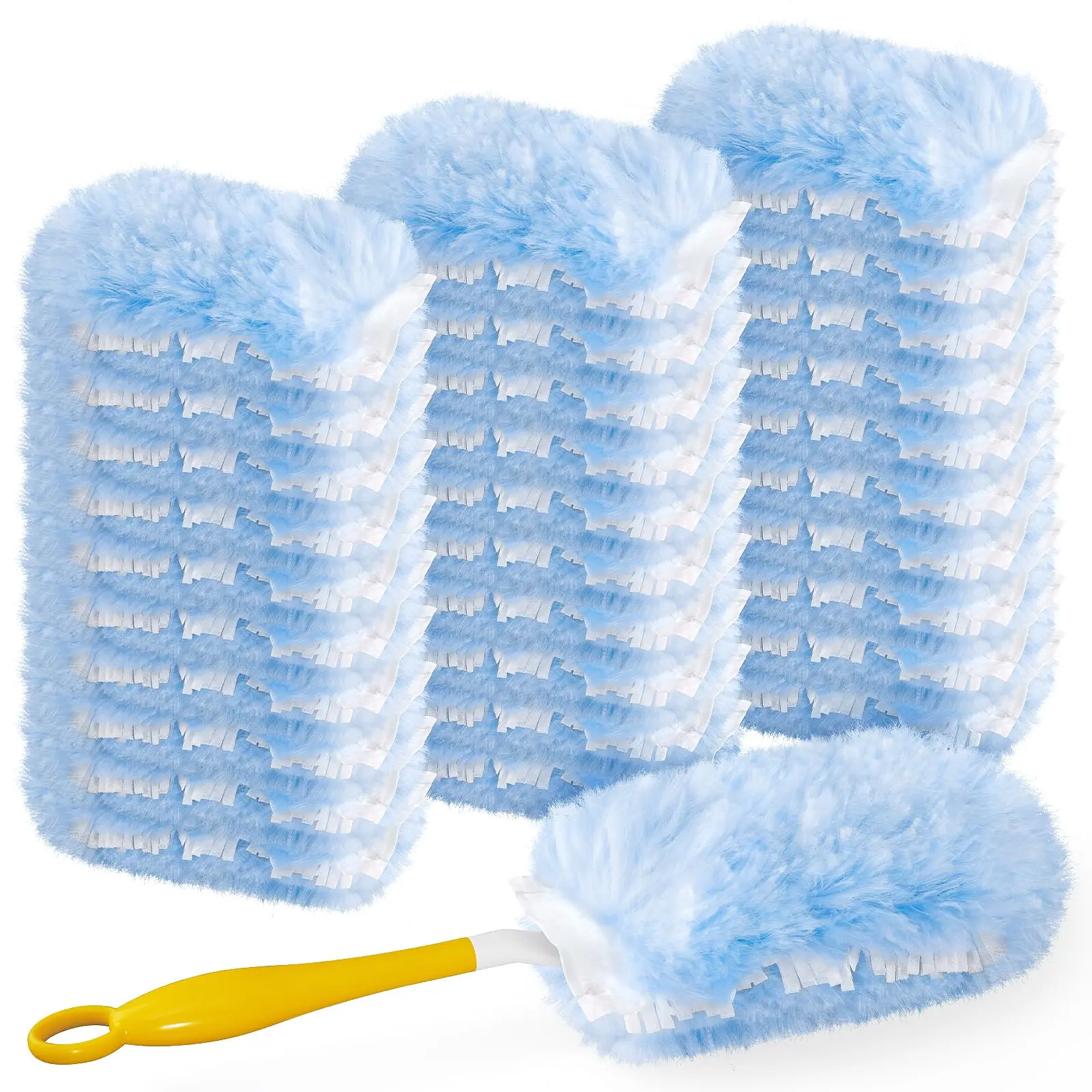 50 Count Heavy Duty Duster Compatible with Swiffer Duster, Disposable Microfiber Duster Refills with 1 Short Handle and 1 Extendable Handle