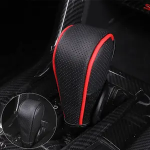 1pc Car Gear Shift Knob Cover, PU Leather Anti-slip Protective Case, Auto Interior Accessories Decorations, Automatic Shift Knob Cover