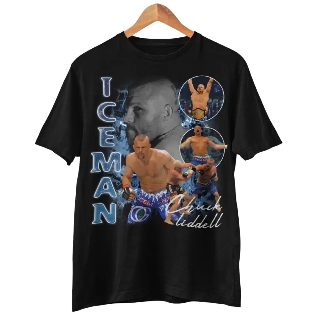 Vintage 90s Chuck Liddell Iceman Mma Graphic Collage Tee - Retro Shirt