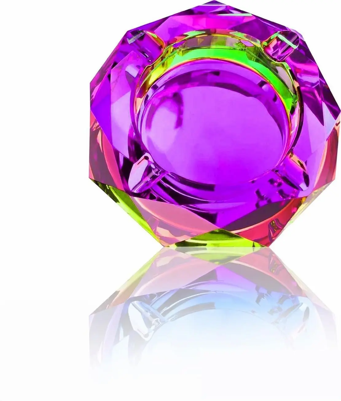 4.6in Ash Tray, Heavy K9 Sparkly Crystal Ashtray, Pinkish Purple | Ashtrays for Smokers Indoor Office Home Desktop Tabletop, Unique Luxury