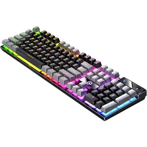 104-Key Full-Size Gaming Keyboard, Brown Switch Tactile Keys, RGB Backlight, Spill-Proof, USB Wired, PC Gaming Peripheral, Mother's Day Gift