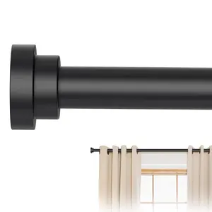 Black Curtain Rods for Windows - Adjustable Curtain Rods for Windows 32 to 120 inches, 1 inch Diameter Heavy Duty Decorative Window Single Rod Set with Aluminium Finials