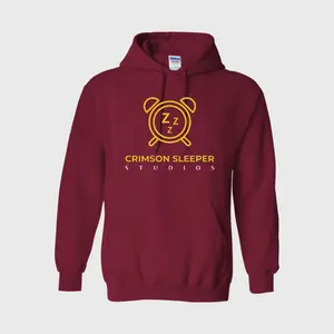 Crimson Sleeper Studios Men's Red Hoodie - Soft Jet Spun Blend of 50% Cotton & Polyester Athletic Sweatshirt