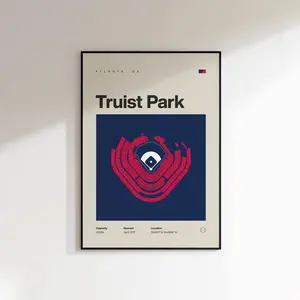 Atlanta Braves Poster, Truist Park Stadium Print, Sports Bedroom Posters, Minimalist Office Wall Art Decor Decoration Photo Gift