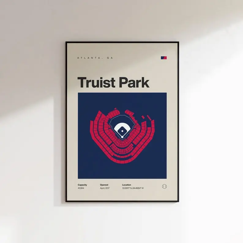 Atlanta Braves Poster, Truist Park Stadium Print, Sports Bedroom Posters, Minimalist Office Wall Art Decor Decoration Photo Gift