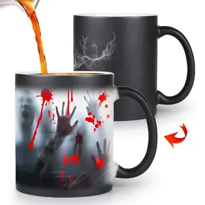 Horror Color Changing Ceramic Coffee Mug - Hand Wash Only, Reusable, Special Magic Zombie Design, Sturdy Drinkware for Family Gatherings Cup Reuse Washable