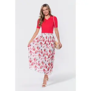 Bria Skirt (White/Red)