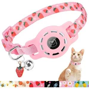 AirTag Cat Collar with Bells, Upgraded Safety Elastic Cat Collar with Airtag Holder, Anti-Lost Cat Collars for Girl Boy Cats, Anti-Suffocation Kitty Puppy Collars