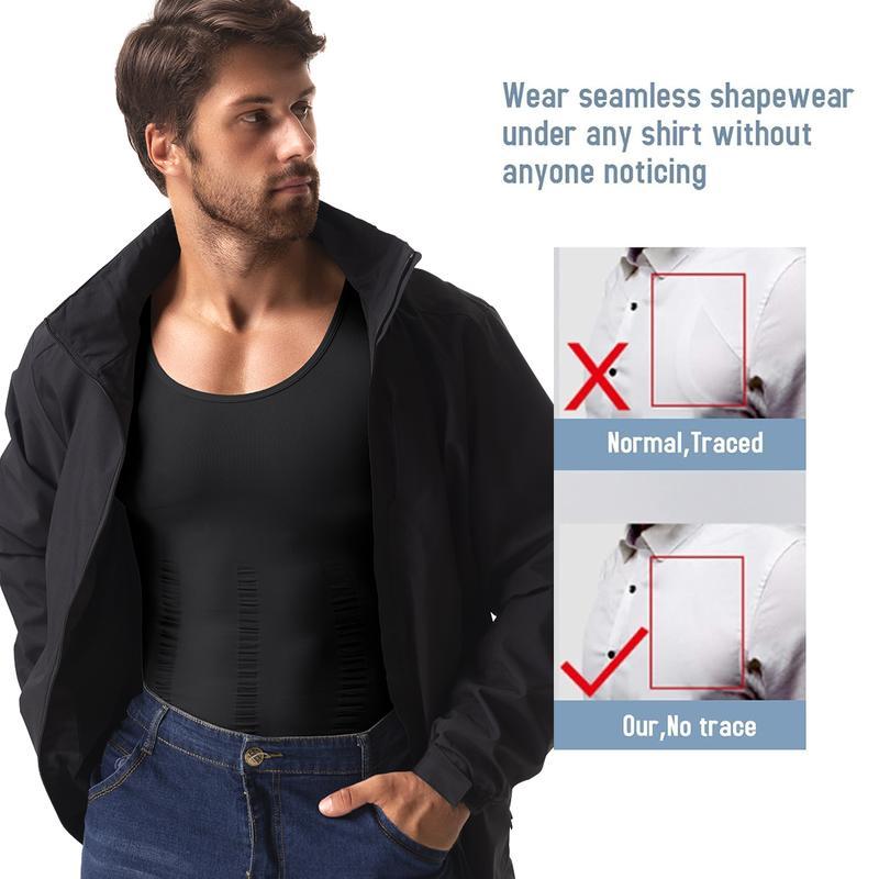 Mens Compression Shirt, Tummy Control Vest, Menswear Body Shaper, Breathable Lightweight Stretchy Comfortable Activewear Workout Tank Tops Smooth Undershirt Soft Suits,Shapewear
