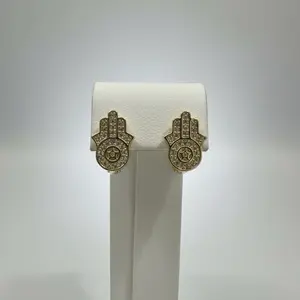 Elegant Hamsa Hand Earrings with Sparkling Rhinestones and Star Design for Women's Fashion Accessories
