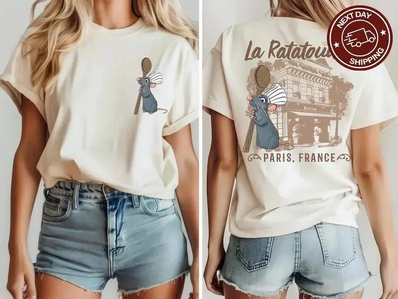 Little Chef Remy T-Shirt, Remy Gusteau's Shirt, Ratatouille Paris France Shirt, Top Womenswear Cotton
