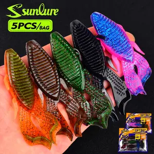 Sunlure 5pcs/pack Frog Soft Bionic Fishing Lures, Realistic Swimming Action, Curled Tail Design, 12 Colors, Ideal for Bass