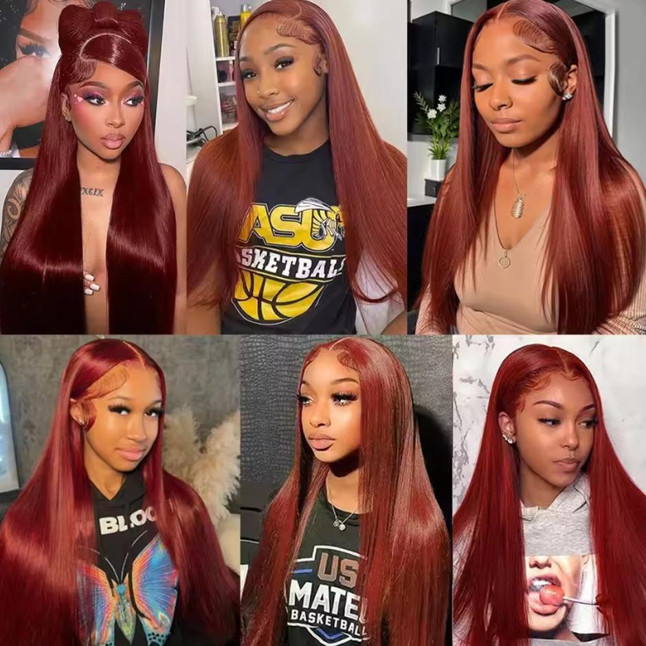 【NEW IN】28 Inch Reddish Brown Lace Front Wig Colored Brazilian Transparent Lace Frontal Wig For Women Wear go Glueless Wigs with Drawstring Effortless Install Ear to Ear Bone Straight 13x6 Human Hair