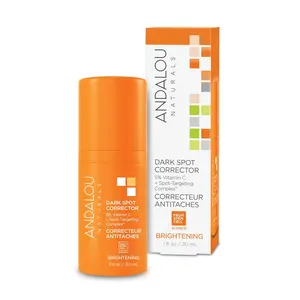 Andalou Naturals Brightening Dark Spot Corrector with 5% Vitamin C, Pomegranate Stem Cells, Shiitake Mushroom Extract & Caffeine for Radiant Complexion