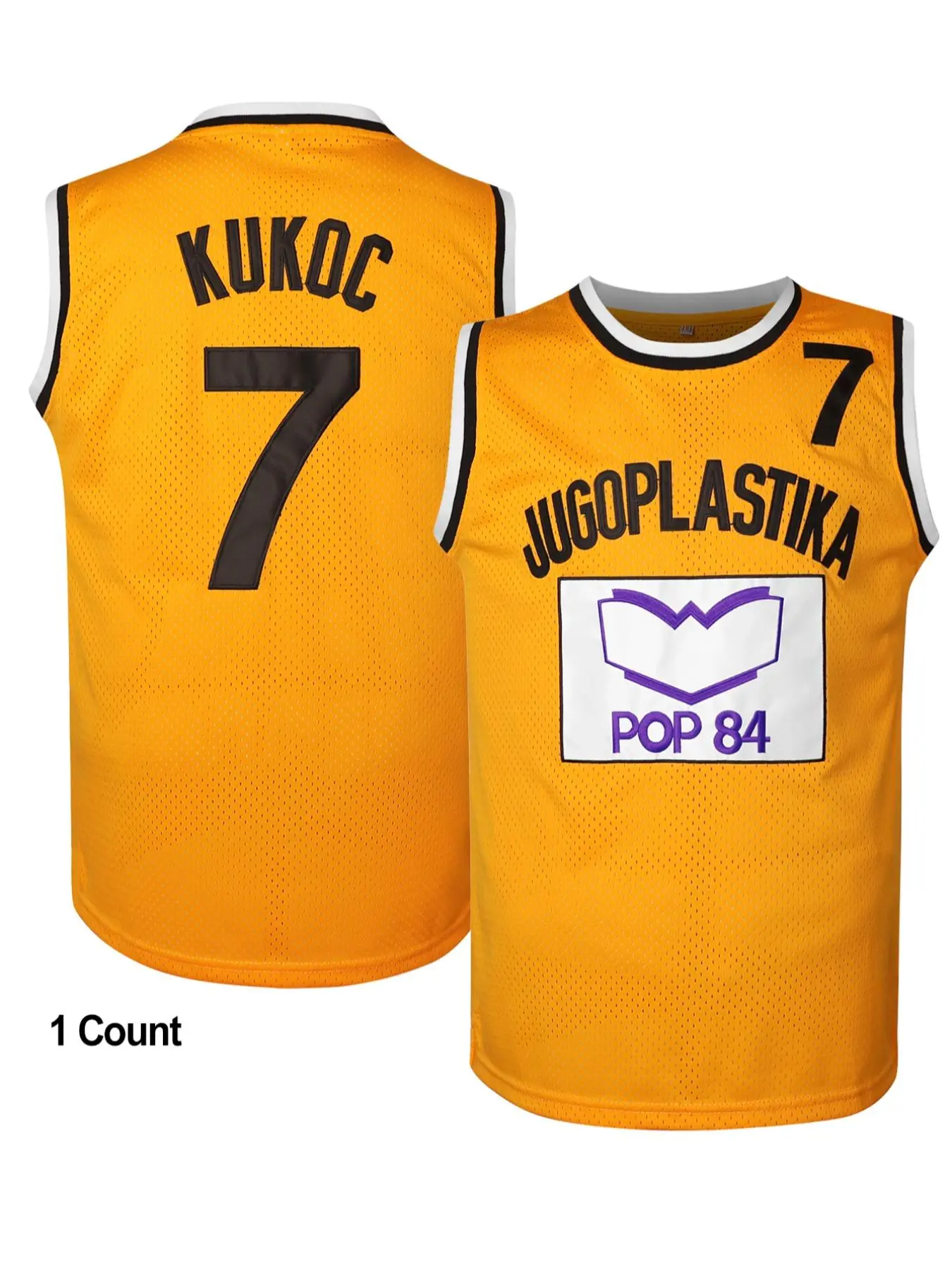 A men's embroidered basketball jersey #7 KUKOC black orange basketball uniform vibrant jersey suitable for sports games training and other athletic venues lightweight breathable mesh high-quality