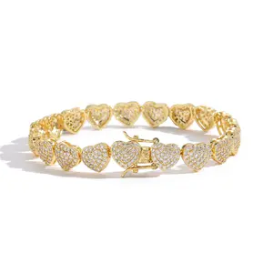 Stacking Heart Bracelet 9mm Genuine Cubic Zirconia Trendy Matching Couples Jewelry