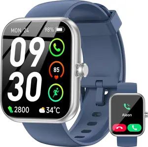 BOOOMIC Smart Watch with Alexa Built-in, 1.83" HD Touchscreen Fitness Tracker, Bluetooth Notifications/Calls, IP68 Waterproof, 120+ Sport Modes, 24/7 Heart Rate & Sleep Monitor for iPhone Android iOS (Blue)