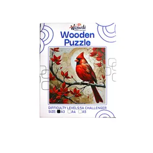 Red Finch - Jigsaw Wooden Puzzle by Wizardi F07N9-8