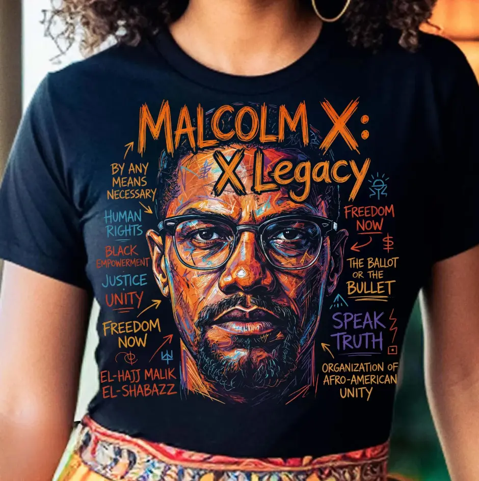 Malcolm X Legacy Shirt, Black Empowerment Shirt, Human Rights Freedom Shirt, Justice Unity Tee, Inspirational Black History Month Tee