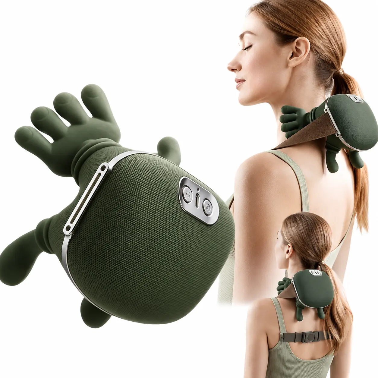 Multi functional simulated human hand five finger shoulder and neck massager, electric massage function neck and shoulder massager, wireless portable USB charging. Deep tissue massage, suitable for the neck, shoulders, back and arms. Mother's Day gifts