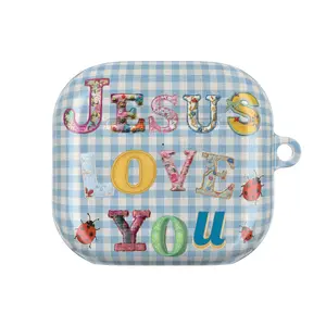 Jesus Loves You AirPods Case for AirPods 1 2 3 4, AirPods Pro 1 2 3, Christian Gingham Aesthetic Earbuds Cover, Cute Faith Gift Protective Case