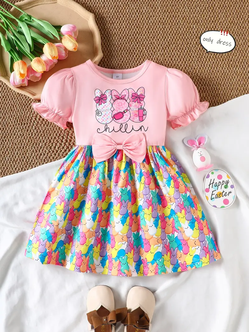white christmas dresses Smocked Bunnies Classic Easter Baby Girl Yoke Dress – Carriage Boutique main image 0