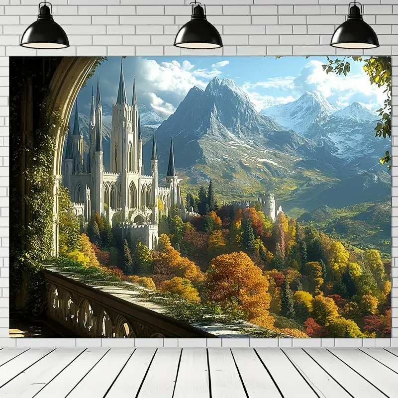 1pc Glamorous Fantasy Landscape Background Fabric - View from Rivendell'S Balcony, Polyester Material, General Fit, No Electricity Required, No Feathers