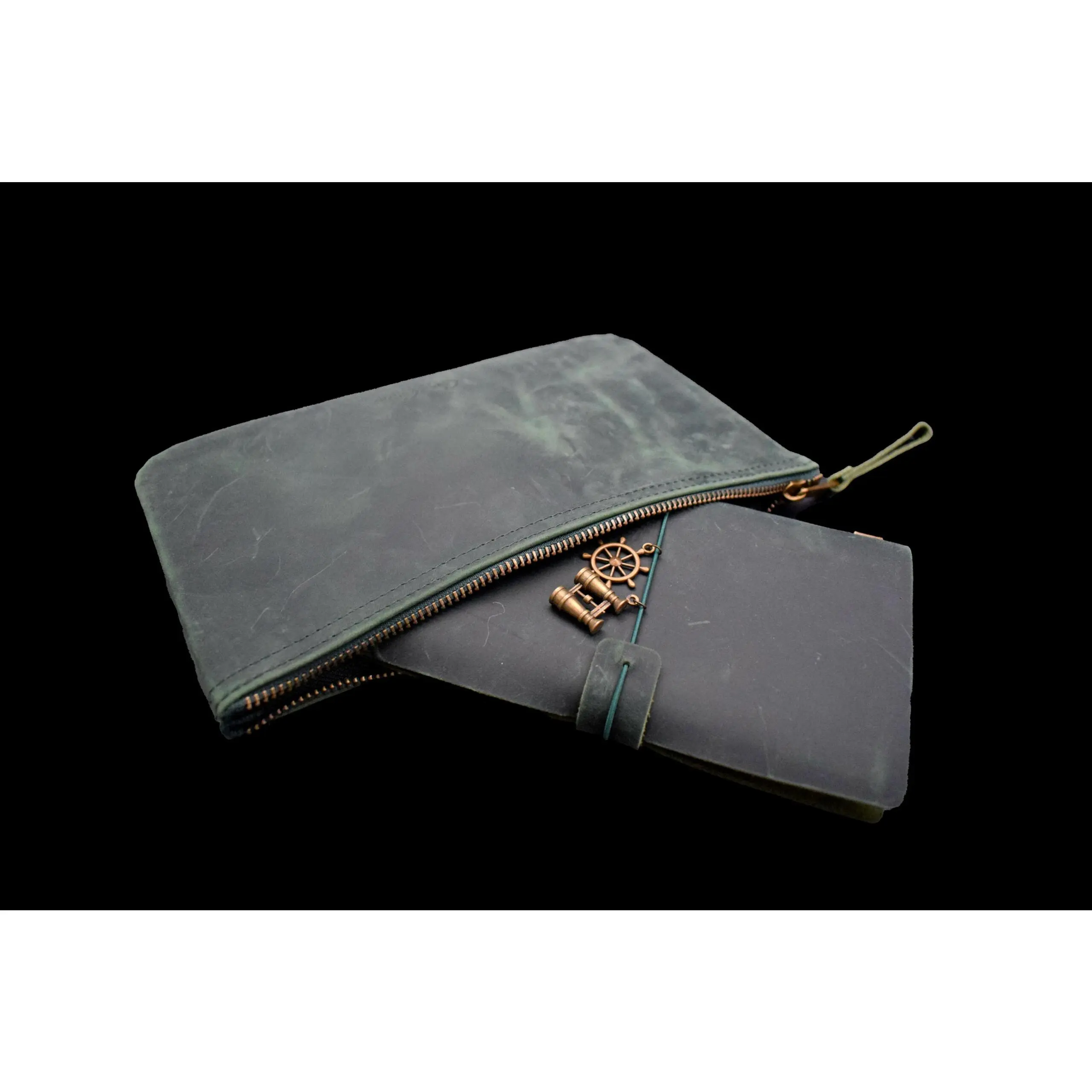 Traveler's Leather Set - Forest Green