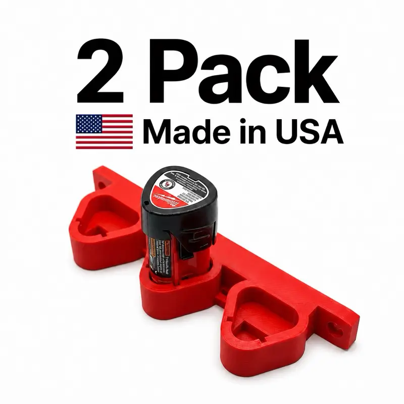 2 Pack - Milwaukee M12 Battery Holder Wall Mount Rack 3-Slot
