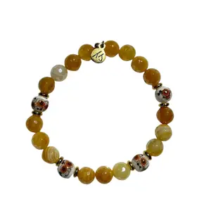 TTT Live Exclusive Yellow Fire Agate with Floral Moments Gemstone Bracelet