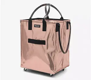 Hulken Large Rolling Tote Bag with Zip Top & Button Closure