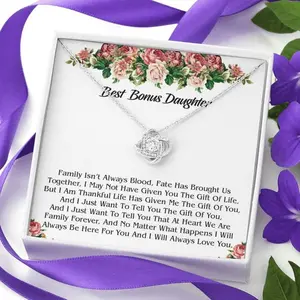 Customized Bonus Daughter Necklace, Step Daughter Necklace, Bonus Daughter Gift, Bonus Daughter, Best Bonus Daughter Love Knot Necklace