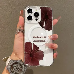 Soft Girl Magnetic Case for iPhone11/12/13/14/15/16/17/promax, Matthew 2122 Hibiscus  Lightweight, Drop-Proof, MagSafe Compatible | Perfect for Teen Girls