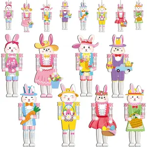 Easter Themed Nutcracker Ornaments, 16pcs Hanging Decorations, Various Shapes, Indoor Home Decoration, Perfect for Easter Season