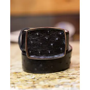 Men’s Print Ostrich Black Belt