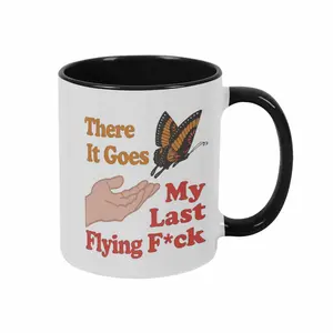 There Goes My Last Flying Fck Coffee Mug (11oz/15oz) Funny Butterfly Coffee Cup Funny Coffee Mugs Ceramic Printed Drinkware Cup