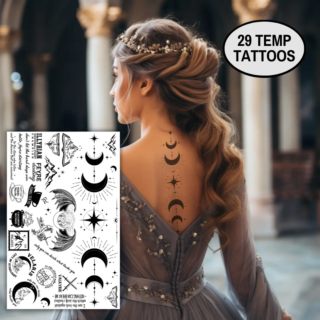 ACOTAR Temporary Tattoos - Feyre Back Tattoo Sheet