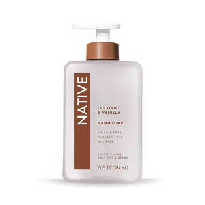 Native Liquid Hand Soap, Coconut & Vanilla Scent, Non-Drying Formula for Soft, Smooth Hands, Made with Plant-Based Cleansers, Sulfate & Paraben Free