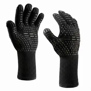 Heat Resistant Oven Gloves 932°f, Xl Size Cut-Resistant Silicone Grilling Gloves, Non-Slip Kitchen Cooking Gloves for Men, Oven Mitts