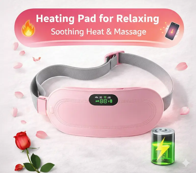 Portable Heating Pad with Massage – Cordless Design, Fast-Acting Heat Therapy, 3 Comfort Modes, Gift for Women