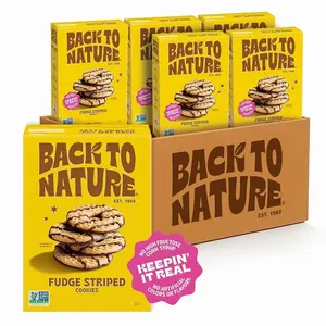 Back to Nature - Fudge Striped Cookies - Made with Quality Ingredients like Wheat Flour - Vegan and Non-GMO - Seriously Tasty Snack - 5.5 Ounce (Pack of 6)