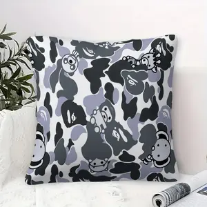 Cartoon Camouflage Anime Style Throw Pillow with Insert, Youthful Personalized Decorative Pillow for Sofa, Bay Window, Gaming Room, Studio, Housewarming Christmas Birthday Gift for Trendy Toy Lovers