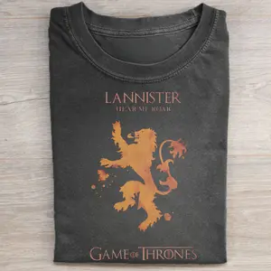 Vintage House Lannister Hear Me Roar Graphic Tee - Game of Thrones Movie Shirt - House Lannister Logo Shirt - Tywin Lannister - Iconic Drama Series Televison Tee
