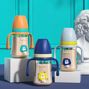 YRUIZEUP Newborn Bottle with Handle for Boys & Girls Includes 2 Replacement Nipples Easy Clean, Formula Milk Water Feeding Nursery Bottle for Baby Infants Toddlers